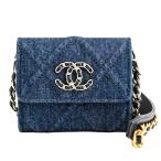 シャネル CHANEL19チェーンコインパース ショルダーバッグ AP1787 ブルー レディース 中古A品