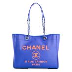 シャネル ドーヴィルMM トートバッグ  A67001 ブルー レディース  中古A品
