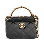 シャネル トップハンドルチェーンヴァニティバッグ ショルダーバッグ  AP2874 ブラック レディース  中古A品