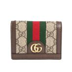 グッチ GGカードケースウォレット ミニウォレット 523155 ベージュ/ダークブラウン レディース 中古A品