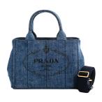 プラダ ミニカナパトート ハンドバッグ  1BG439 ブルー レディース  中古A品