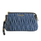 ミュウミュウ 巾着ポーチ ポーチ   ブルー レディース  中古A品