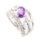 パープルサファイア リング  パープルサファイア1ct ダイヤ0.55ct 11号 6.5g レディース 中古A品