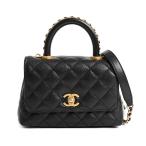シャネル トップハンドルミニフラップバッグ ハンドバッグ  AS2215 ブラック レディース  中古A品