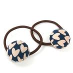 koaCRE ネイビー×ピンクハート柄ヘアゴムペア