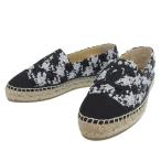  Chanel CHANEL здесь Mark эспадрильи ESPADRILLES ламе твид черный × серебряный 37 женский 4563