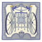 ショッピングHERMES エルメス HERMES カレ90 LES ROUES DE PHAETON 四輪馬車の車輪 スカーフ シルク クリーム×ブルー系 レディース 4672