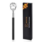 孫の手 まごの手 WOVTE 伸縮 携帯 伸びる孫の手 ステンレス製 かゆいところに届く 伸縮自在 伸長時約58ｃｍ (ブラック)