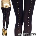 MusicLegs( музыка нога ) Gold заклепки имеется ope-k трико / чулки ML37001 чёрный черный танцевальный костюм Dan sa- внутренний презентация party 