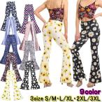  супер стрейч! общий рисунок flare pants ботинки cut bell низ высокий талия общий рисунок брюки . рука цветочный принт цветок peiz Lee белый чёрный женский танцевальный костюм 