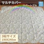 マルチカバー こたつカバー ソファカバー グリーン 3帖 3畳 190x240cm リバーシブル ソファ ベッド 安い アウトレット ホットカーぺットカバー 洗える 在庫処分
