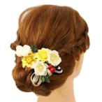 髪飾り 成人式 振袖 浴衣 卒業式 袴 結婚式 2点セット 白 黄 金 黒 赤 花 和 洋 パール かんざし 手作り 簪 つまみ細工 o810