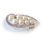 帯留真珠パール7mm玉ラインストー...