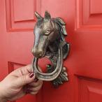 駿馬と蹄鉄の持ち手の鋳鉄鋳造製 ホーム・ドア・ノッカー 装飾金物/ 貴賓室 ホテル 玄関(輸入品）