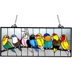 クロエ・ライティング製 ティファニースタイル -ガラス バード・ウィンドウ・パネル 64.7ｃｍ×26.7ｃｍ（輸入品）