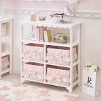 ショッピングプリンセス チェスト 白 完成品 収納 木製 3段 | フリルバスケットチェスト (4杯・ピンク)/fille(フィーユ) リボン フリル ロマンティックプリンセス ロマプリ (大型)