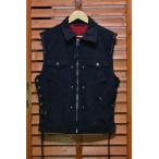 スカルフライト ハードピケ クラブジップ ベスト パラセット加工 SKULL FLIGHT HARD PIQUE CLUB ZIP VEST FULL COLLAR BLACK