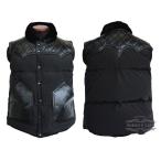 スカルフライト レザー ヨーク ダウン ナイロン ライダース ベスト SKULL FLIGHT LEATHER YOKE DOWN NYLON RIDERS VEST