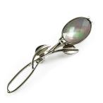 黒蝶貝＆天然水晶天然石ブローチロノ...