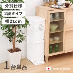 2段ダストボックス1台単品分別フラップ式とペダル式ホワイト10L×2か所日...