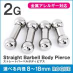 ボディピアス 2G ストレートバーベル シルバー 定番 シンプル(1個売り)(オマケ革命)