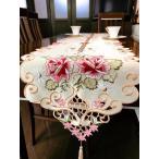 テーブルランナー 華やかで美しい薔薇 カットワーク刺繍 35×180ｃｍ ＃722　豪華版　オリジナル品