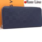 【美品】Louis Vuitton ダミエ アンフィニ ヴェルティカル 長財布 コスモス ネイビー 紺 DAMIER ジッピーウォレット 小銭入れ N63549