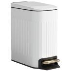  мусорная корзина крышка имеется педаль тип 6L тонкий корзина для мусора из нержавеющей стали звук нет воздухо-непроницаемый отпечаток пальца предотвращение туалет / автобус салон / кухня / living салон для ( белый )