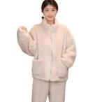  пижама фланель женский осень-зима верх и низ в комплекте mo Como ko с высоким воротником застежка-молния розовый салон одежда защищающий от холода теплый длинный рукав часть магазин надеты 