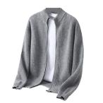 カーディガン ウール100 ニットセーター メンズ 襟付き おしゃれ 春秋冬 長袖 フルジップ アウター カシミヤ 高襟 軽い ソフト