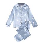 ルームウェア パジャマ ネグリジェ レディース 2点セット プリント柄 おしゃれ 薄い 通気性 春秋冬 ボタンタイプ トップス 長ズボン