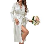 ナイトガウン レースネグリジェ パジャマ レディース 北欧風 部屋着 ロング丈 セクシー お風呂上がり ガウン バスローブ ホワイト 吸湿