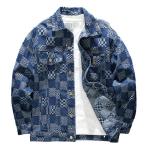  в клетку Denim жакет мужской Denim рубашка тяжелый to Vintage American Casual толстый woshu обработка джинсовый жакет весна одежда 