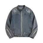  Denim жакет мужской джинсовый жакет Zip выше повреждение обработка тяжелый to American Casual Denim блузон весна одежда весна осень Vintage толстый 