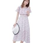 ワンピース レディース パーティー ドレス オフショルダー 肩みせ きれいめ シフォン 体型カバー ウェストゴム 膝丈 二の腕 結婚式