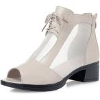 ブーツサンダル サマーブーツ 美脚 オープントゥ セクシー サンダル 太めヒール 黒 おしゃれ パーティー 痛くない お洒落 カジュアル