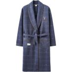 パジャマ メンズ バスローブ ニットキルト 綿 長袖 ガウン エアコットン 冷え対策 キルティング 部屋着 寢巻き お風呂上り ロング