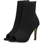 ショッピングブーツサンダル ブーツサンダル サマーブーツ サンダル ニット ハイヒール ピンヒール レディース グラディエーター オシャレ オープントゥ 美脚 ブーツ