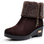 ショッピングウエッジソール ウエッジソール ムートンブーツ レディース ショートブーツ アンクルブーツ 厚底 ミドルブーツ 靴 ヒール6cm 歩きやすい 黒 ボア