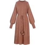 レディースニットワンピースロング丈...