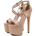 ショッピングサンダル レディース 歩きやすい クロスストラップ サンダル レディース 厚底パンプス 歩きやすい グラディエーター ハイヒール 16cm 靴 レディースサンダル 黒 前厚