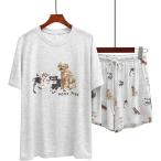 半袖パジャマレディースTシャツ犬柄...