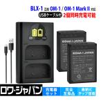 Olympus対応 BLX-1 互換 バッテリー 2個 と BCX-1 互換 USB 充電器 セット 電池ケース付き OMDS OM-1 対応 ロワジャパン