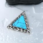 ネックレス ステンレス メンズ ペンダント 三角 ストーン トルコ石 天然石 ターコイズ シンプル  ...