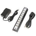 ハイスピードモード対応 10ポートUSBハブ 電源アダプタ付 USB2.0/1.1 USB HUB USB2.0