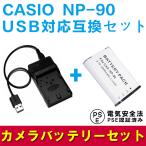送料無料 CASIO NP-90 対応互換バッテリー＆USB充電器セット☆デジカメ用USBバッテリーチャージャー☆EX-H10 EX-H15　EX-FH100　EX-H20G