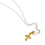 ペンダントトップ サージカルステンレス ふっくらクロスのペンダント 金色 チェーン付属 十字架