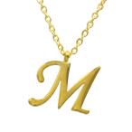 ペンダントトップ サージカルステンレス M イニシャルのペンダント 金色 チェーン付属 アルファベット 文字