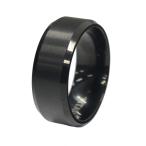 指輪 チタン センターラインマット加工×両サイドカットのデザインリング 幅8.0mm 黒 ブラック｜Titan アクセサリー レディース メンズ