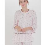 ナルエー　パジャマ　ダブルガーゼ　綿100％　ミニハート　襟なし　ピンク　11407